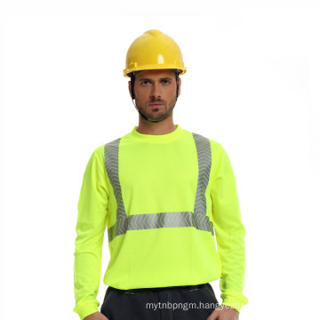 Customized logo high visibility reflective safety long sleeves polo T-shirt